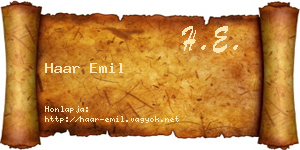 Haar Emil névjegykártya